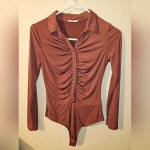 Timing Womans Long Sleeve Bodysuit Size M